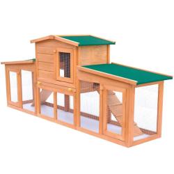 Clapier large pour petits animaux avec toits Bois alsavelo