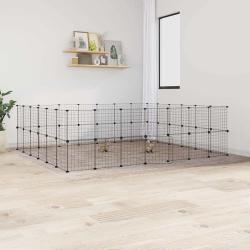 Cage animaux de compagnie &agrave; 52 panneaux et porte Noir 35x35 cm
