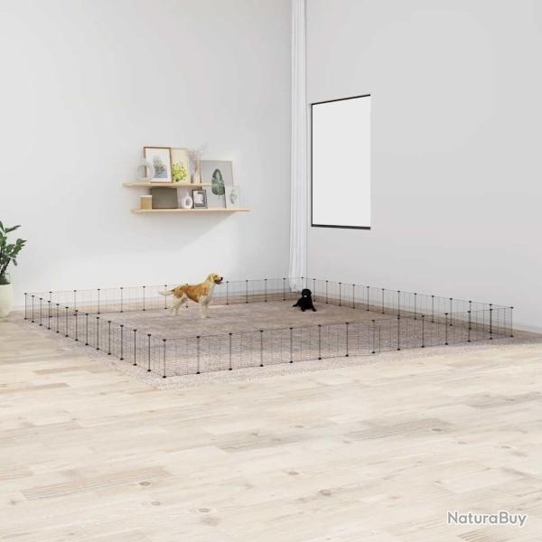 Cage animaux de compagnie � 52 panneaux et porte Noir 35x35 cm