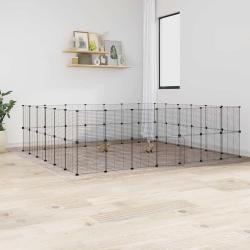 Cage animaux de compagnie &agrave; 52 panneaux et porte Noir 35x35 cm alsavelo
