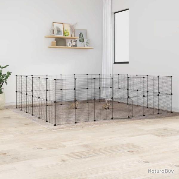 Cage animaux de compagnie � 52 panneaux et porte Noir 35x35 cm