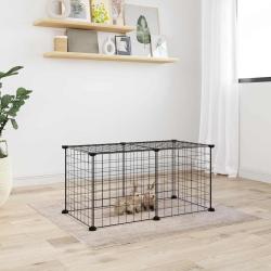 Cage animaux de compagnie &agrave; 8 panneaux Noir 35x35 cm Acier