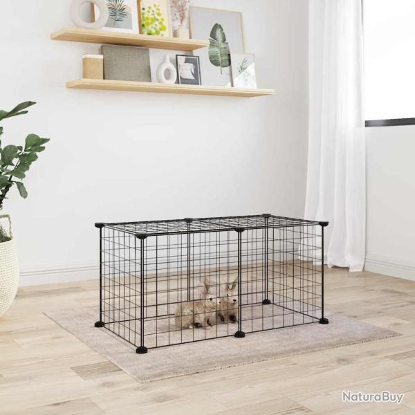 Cage animaux de compagnie � 8 panneaux Noir 35x35 cm Acier alsavelo