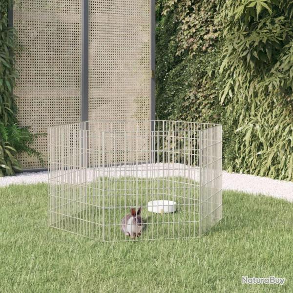 Enclos pour animaux en libert� 6 panneaux 54x60cm fer galvanis�