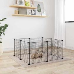 Cage animaux de compagnie &agrave; 8 panneaux Noir 35x35 cm Acier