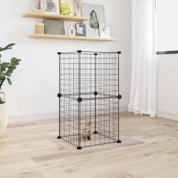 Cage animaux de compagnie &agrave; 8 panneaux Noir 35x35 cm Acier