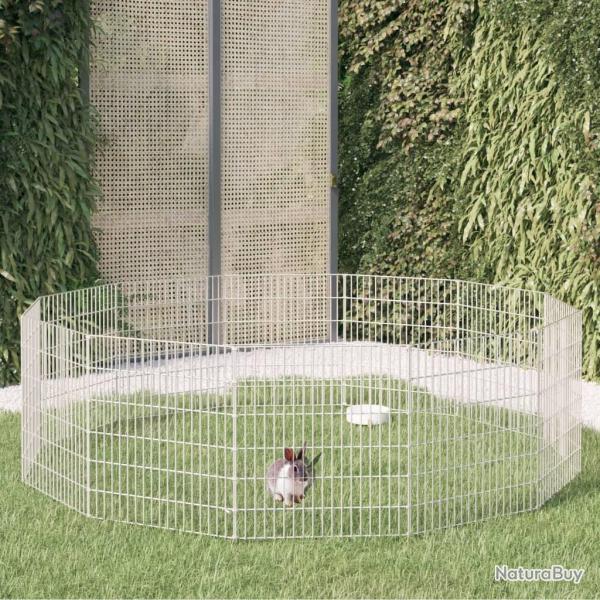 Enclos d'animaux en libert� 12 panneaux 54x60 cm fer galvanis�