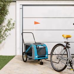 Remorque de v&eacute;lo pour animaux de compagnie bleu et gris