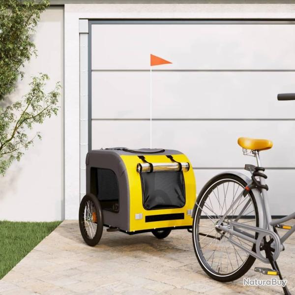 Remorque de v�lo pour animaux de compagnie jaune et gris