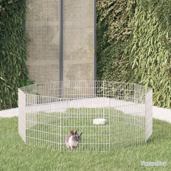 Enclos d'animaux en libert� 10 panneaux 54x60 cm fer galvanis�