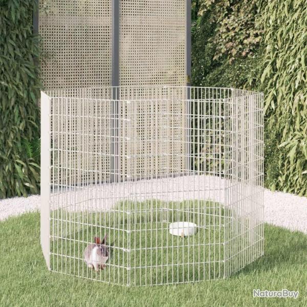Enclos d'animaux en libert� 8 panneaux 54x100 cm fer galvanis�
