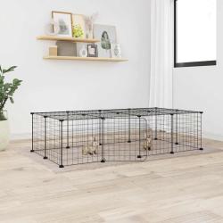 Cage animaux de compagnie &agrave; 20 panneaux et porte Noir 35x35 cm