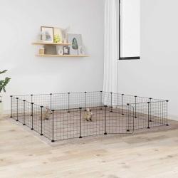 Cage animaux de compagnie &agrave; 20 panneaux et porte Noir 35x35 cm