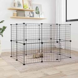 Cage animaux de compagnie &agrave; 20 panneaux et porte Noir 35x35 cm