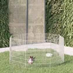 Enclos pour animaux en libert&eacute; 8 panneaux 54x60cm fer galvanis&eacute;
