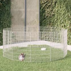 Enclos d'animaux en libert&eacute; 12 panneaux 54x80 cm fer galvanis&eacute;