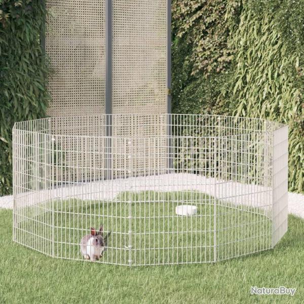 Enclos d'animaux en libert� 12 panneaux 54x80 cm fer galvanis�