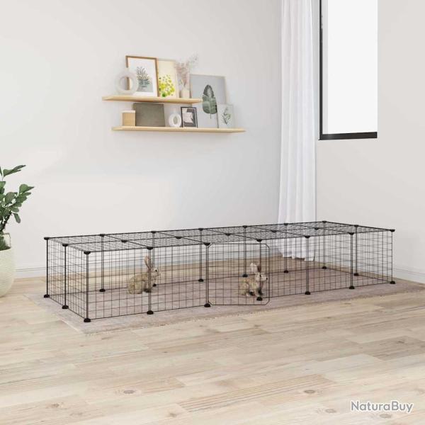 Cage animaux de compagnie � 28 panneaux et porte Noir 35x35 cm