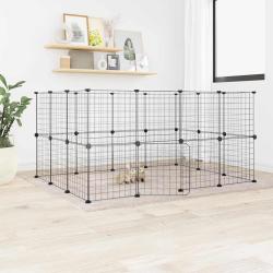 Cage animaux de compagnie &agrave; 28 panneaux et porte Noir 35x35 cm