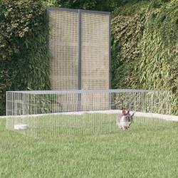 Cage &agrave; lapin 2 panneaux 220x110x55 cm Fer galvanis&eacute;