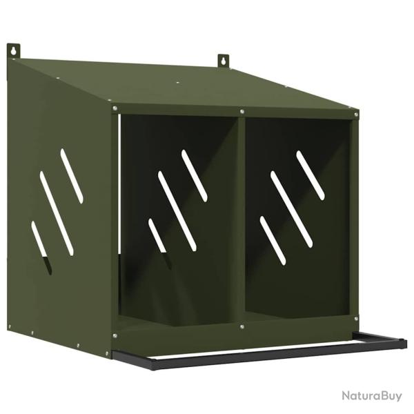 Nichoir � poules avec 2 compartiments vert olive m�tal
