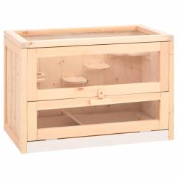 Cage &agrave; hamster 60x35,5x42 cm bois massif de sapin