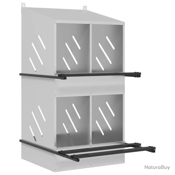 Nichoir de poules avec 4 compartiments M�tal argent� galvanis�