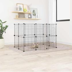 Cage animaux de compagnie &agrave; 20 panneaux et porte Noir 35x35 cm
