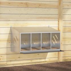 Nichoir de poules avec 4 compartiments M&eacute;tal argent&eacute; galvanis&eacute; alsavelo