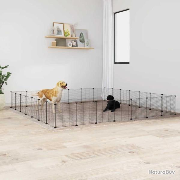 Cage animaux de compagnie � 28 panneaux et porte Noir 35x35 cm