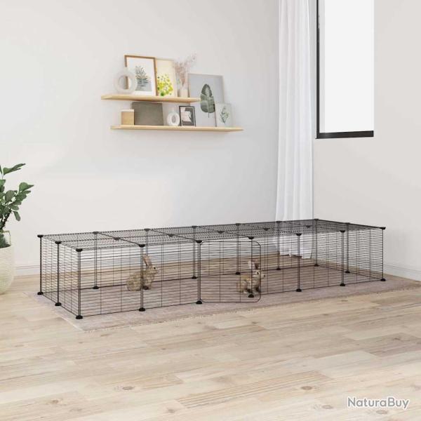 Cage animaux de compagnie � 28 panneaux et porte Noir 35x35 cm