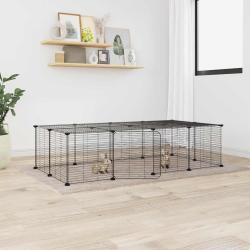 Cage animaux de compagnie &agrave; 20 panneaux et porte Noir 35x35 cm