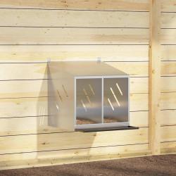 Nichoir de poules avec 2 compartiments m&eacute;tal argent&eacute; galvanis&eacute; alsavelo