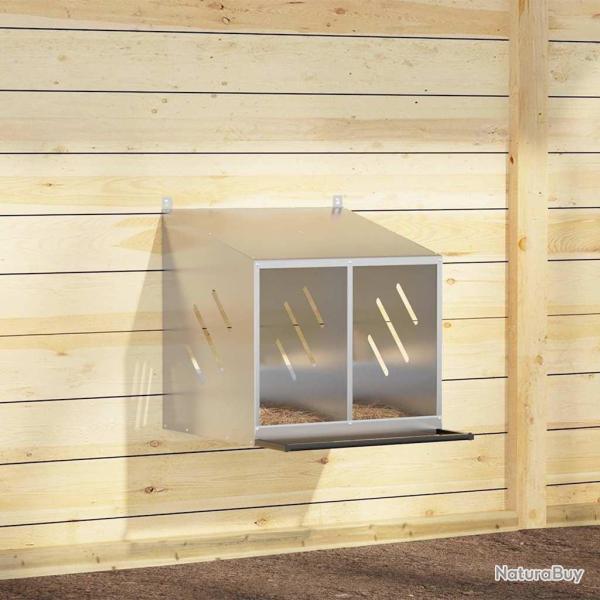 Nichoir de poules avec 2 compartiments m�tal argent� galvanis�