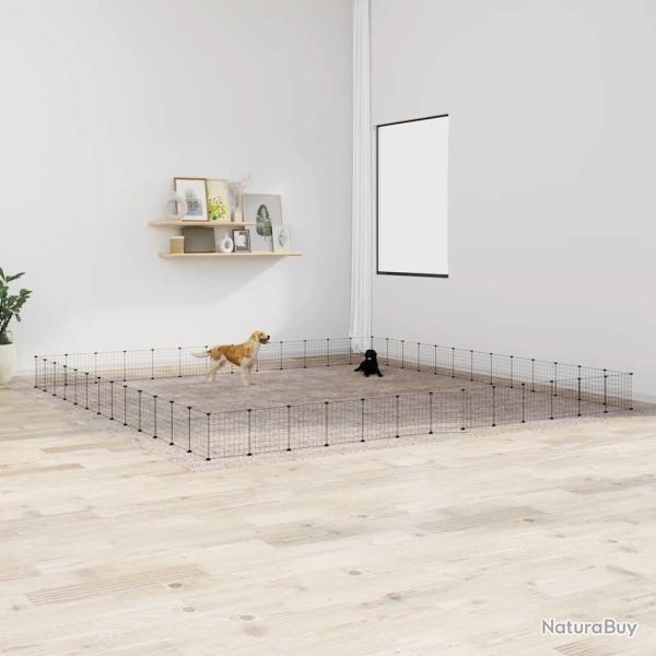 Cage animaux de compagnie � 52 panneaux et porte Noir 35x35 cm