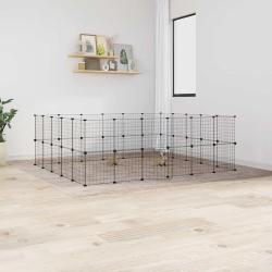 Cage animaux de compagnie &agrave; 44 panneaux et porte Noir 35x35 cm