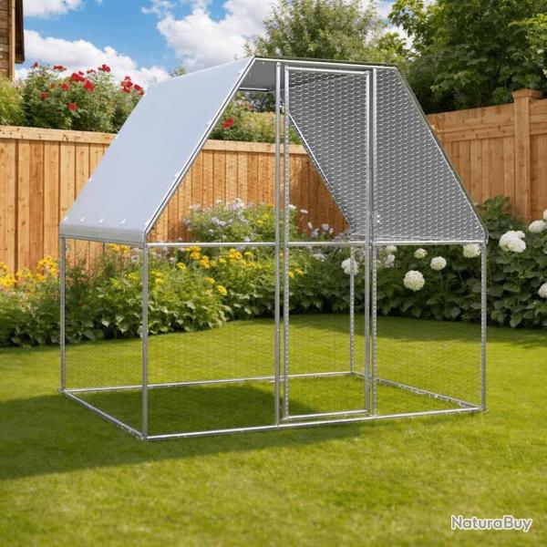 Poulailler argent� et gris 2x2x2 m acier galvanis�