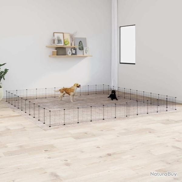 Cage animaux de compagnie � 44 panneaux et porte Noir 35x35 cm