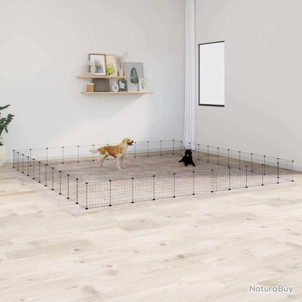 Cage animaux de compagnie � 44 panneaux et porte Noir 35x35 cm alsavelo