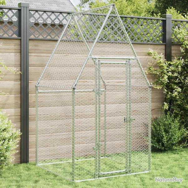 Cage pour poules argent� 100x100x190 cm acier galvanis�