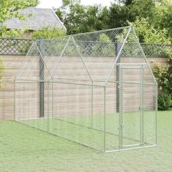 Cage pour poules argent&eacute; 400x100x190 cm acier galvanis&eacute;