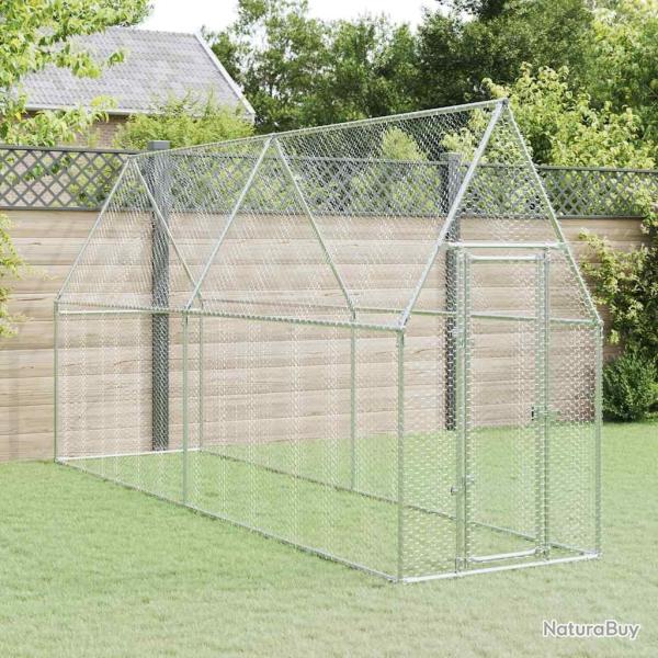 Cage pour poules argent� 400x100x190 cm acier galvanis�