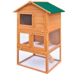 Clapier d'ext&eacute;rieur Enclos pour petits animaux 3 niveaux Bois