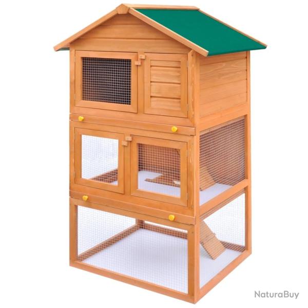 Clapier d'ext�rieur Enclos pour petits animaux 3 niveaux Bois alsavelo