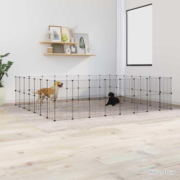 Cage animaux de compagnie � 60 panneaux et porte Noir 35x35 cm