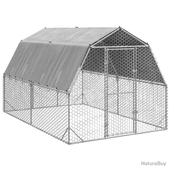 Poulailler avec toit 2,5x4x2,25 m acier galvanis�