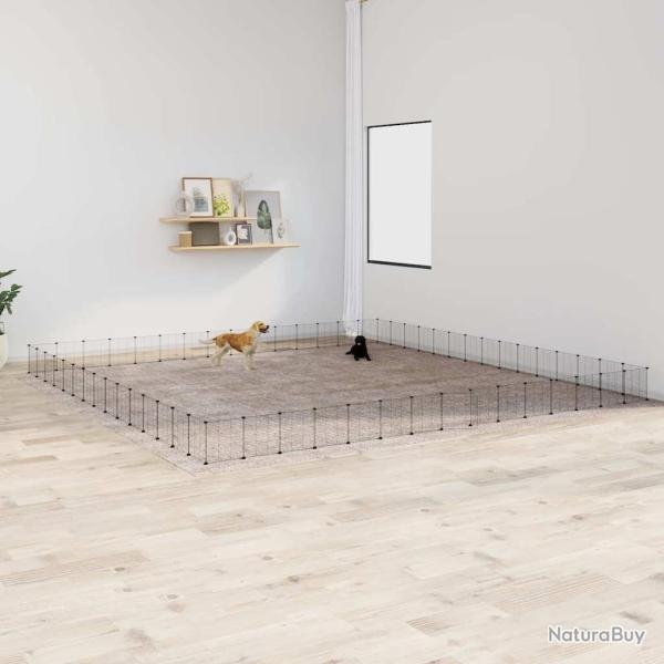 Cage animaux de compagnie � 60 panneaux et porte Noir 35x35 cm
