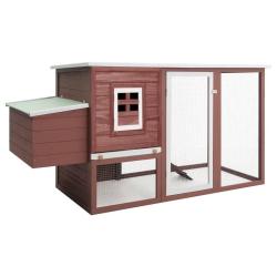 Poulailler d'ext&eacute;rieur avec 1 nichoir Marron Bois