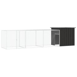 Poulailler Anthracite 400x91x100 cm Acier galvanis&eacute;