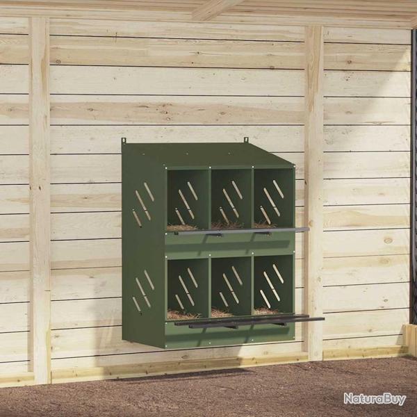 Nichoir � poules avec 6 compartiments vert olive m�tal alsavelo